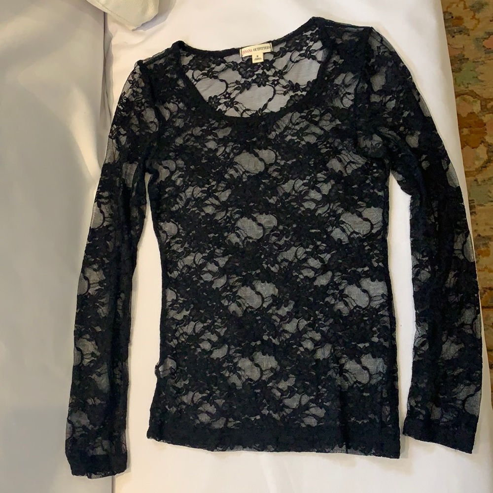 Lace sheer fitted top